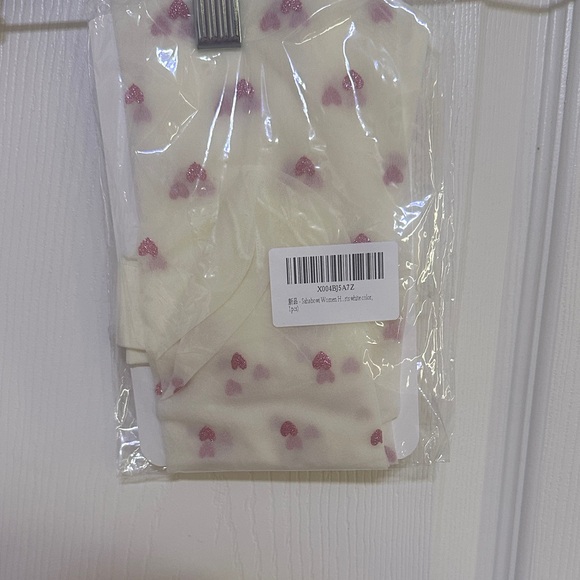 Other - Cream Heart Print Sheer Tights with Pink Hearts